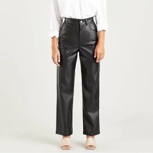 Faux Leather Ribcage Straight Jeans